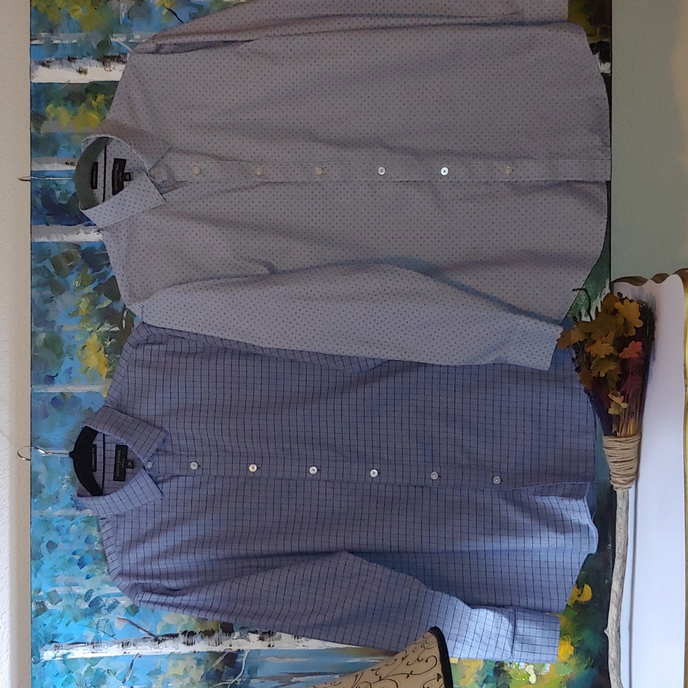 (Set of 2) Banana Republic Factory 100% Cotton Shirts, Regular Fit, P2P 22.5 in.